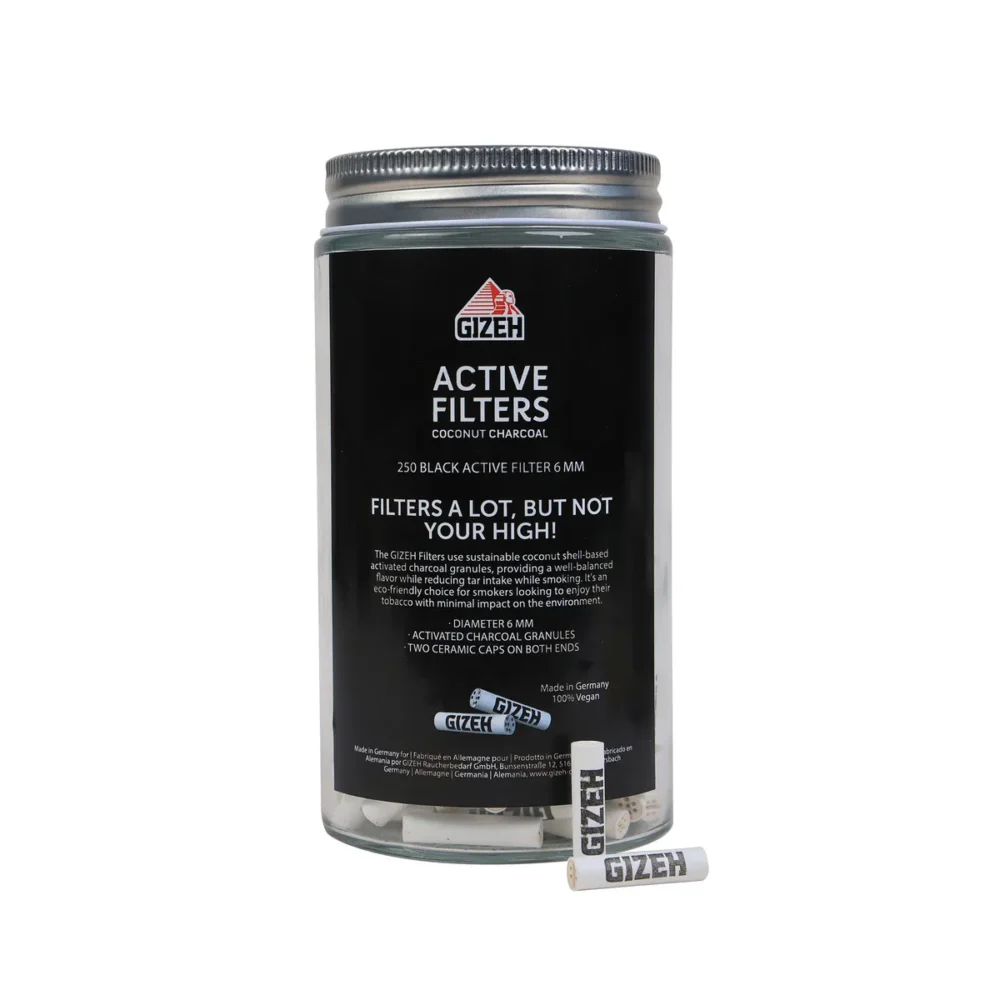 Gizeh | 6mm - Active Carbon Filter - Black | 250pcs
