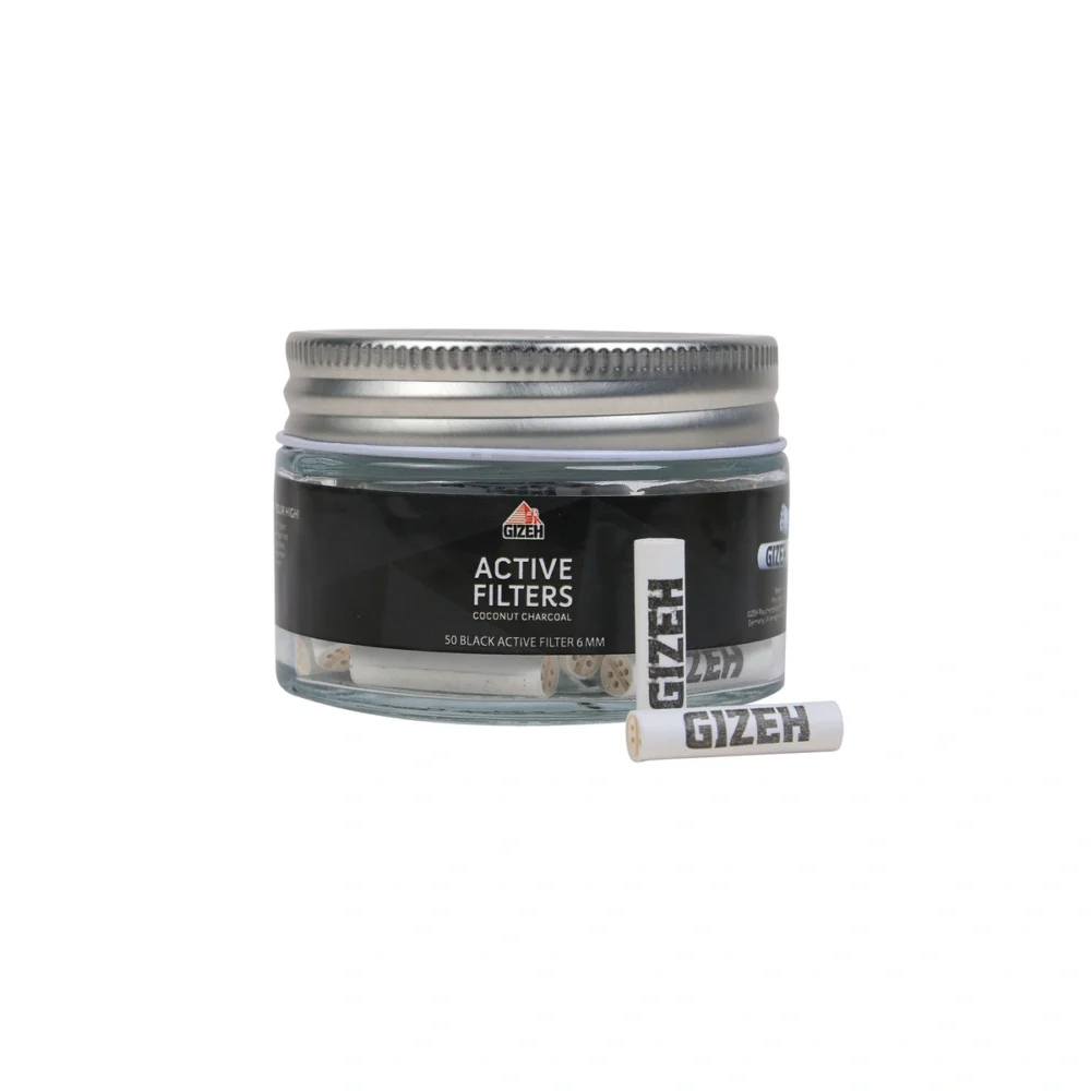 Gizeh | 6mm - Active Carbon Filter - Black | 50pcs