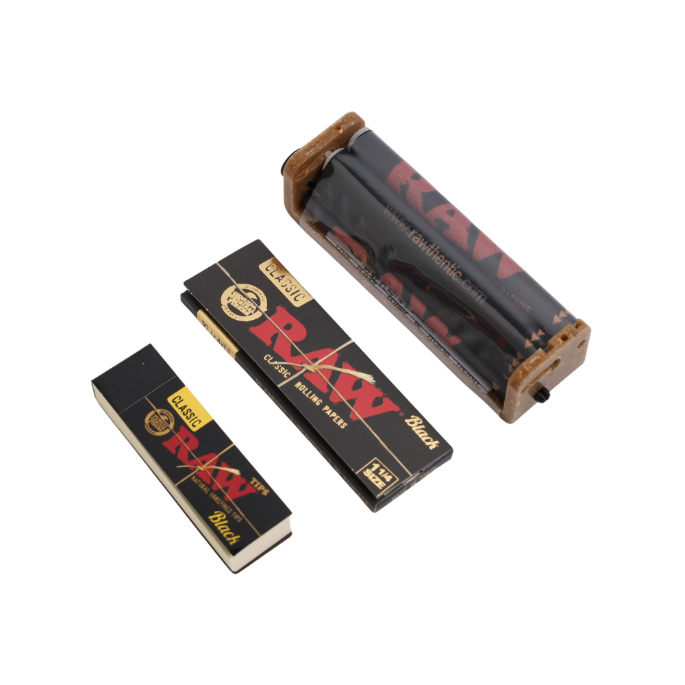 PRO-SHOPEE-6 Raw Set | Rolling machine Black 79mm. + Black 1¼ + Black Tips - Image 1