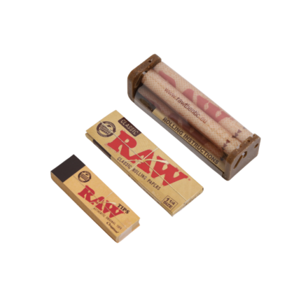 Raw Set | Rolling machine Brown 79mm. + Classic 1¼ + Tips 50